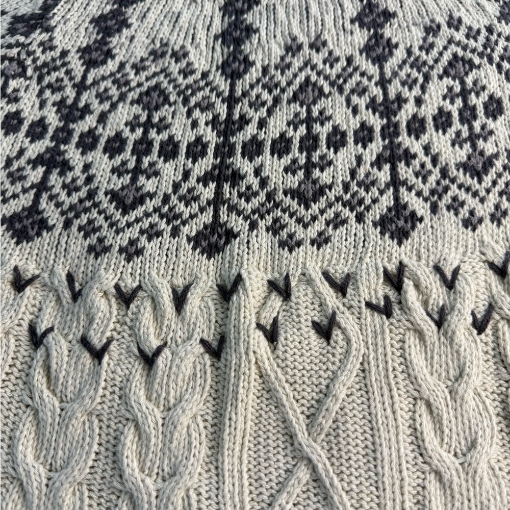 Anthropologie Cream Cable-Knit Sweater with Floral Embroidery - Picture 11 of 15